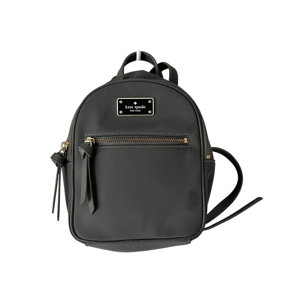 Kate‎ Spade New York Gray Nylon Mini Backpack Bag Travel Purse